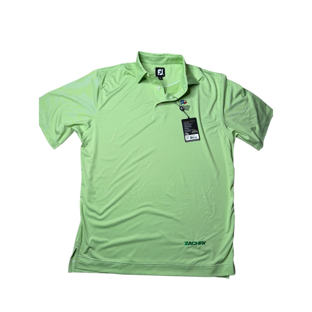 FootJoy Golf Polo Shirt Medium Valero Texas‎ Open Green Striped NWT